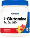 Nutricost L 글루타민 분말 500 그램 (잎 펀치) - (병 당 76의 서빙)