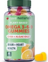 Yuve Vegan Omega 3-6-9 & DHA Gummies - 아이, 남성 및 여성을위한 맛있는 - 조류 및 Chia에서 만든 - 물고기 기름 없음, Krill - 필수 지방산 보충 - 비 GMO, 글루텐 - 무료, 식물 기반 - 60ct