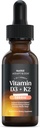 NutriRise 비타민 D3 K2 Drops 5000 IU : 면역 비타민, 에너지 지원, 웰빙 및 관절 안락, 채식주의, 남성 및 여성 + MCT 오일, 글루텐 무료, 1 fl oz