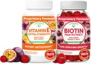 Lunakai 비타민 E와 Biotin Gummies 번들 - 성인 에너지 지원과 뼈 건강을 위한 3000 mcg Gummies - 머리, 피부 및 유년한 외관을 위한 비타민