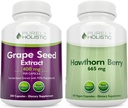 Purely Holistic 포도 씨앗 추출물 400mg + Hawthorn Berry 665mg 번들 - 400 Vegan 캡슐 - 미국에서 만드는