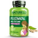 NATURELO Postnatal Multivitamin - 모유 수유 여성을위한 보충 - 식물 기반 비타민 D, Folate, Gentle Iron - 간호 엄마, 아기를위한 - Natal Lactation 지원 180 캡슐