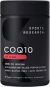 스포츠 연구 CoQ10 (100mg) 더 나은 흡수를 위한 강화된 w/Coconut 기름 & Bioperine (검정 고추) | Vegan, Non-GMO Verified (30 Veggie Softgels)