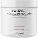 Codeage Liposomal 교원질 펩티드 분말 + 비타민 C & Quercetin의 Phospholipid Complex, 잔디 Fed Pasture Raised Hydrolyzed 교원질 유형 I & III 보충교재 올인원, Non-GMO, 14.97 oz