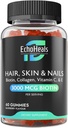 머리, 피부 & 네일 Gummies | 바이오틴 교원질 비타민 C & E 보충교재 | 3000mcg Biotin | 라즈베리 맛 | 60 Gummies