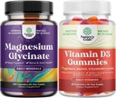 무드 수면과 휴식을위한 봉사 당 순수한 마그네슘 글리세라이드 400mg의 묶음 240ct 및 비타민 D3 Gummies 매일 웰빙 또는 뼈 근육 및 면역 지원