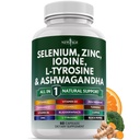 셀레늄, 아연, 이오딘, L 티로신, Ashwagandha - Bladderwrack, Turmeric, 실리카 켐프, Schisandra - 60 카운트 여성과 남성을위한 보충