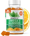 Zenwise 건강 오메가 3 거미 보충교재 - Immune 건강을 위한 DHA & EPA 지방산을 가진 Burpless 오메가 3 보충교재 - Sustainably sourced 물고기 기름, Flaxseed 기름 & 비타민 E - 30 Gummies