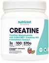 여성을위한 Nutricost Creatine Monohydrate 분말, Micronized, Strawberry Lemonade, 100 서빙 - 채식, Non-GMO, 글루텐 무료