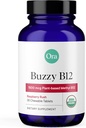 Ora 유기 비타민 B12 1500mcg - 성인을 위한 식물 근거한 메틸 코발라민 - 자연적인 자극제 자유로운 에너지, 라즈베리 풍미 쉬울 수 있는 정제, 설탕 없음 - 30의 정제