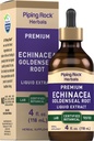 Piping Rock Echinacea Goldenseal Tincture | 4 Fl Oz Liquid Drop | 알코올 무료 초본 추출물 | 채식주의, 비 GMO, 글루텐 무료 보충