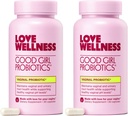 Love Wellness Good Girl Probiotics | 여성 질 건강 및 pH 밸런스 보충 | 우린 트랙, 효모, 냄새 및 면역 지원을위한 9-Strain Probiotic | 글루텐 프리 | 60 CT, 60-Day Supply