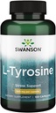 Swanson L-Tyrosine - Stress Support, Cognitive Function 및 Mental Clarity를 촉진하는 아미노산 보충 - 전반적인 두뇌 건강을 지원합니다 - (100 캡슐, 500mg 각각)