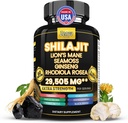 Shilajit와 바다 Moss 결합 남자와 여자를위한 순수한 Shilajit Himalayan Shilajit 캡슐 추가 강도 라이스 Mane, Rhodiola Rosea, Ashwagandha, Cordyceps, Ginseng Plus Turmeric