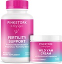 핑크 Stork Fertility 여성 및 야생 Yam 크림 지원 개념 및 호르몬 균형, Inositol, Ashwagandha, Vitex 및 Folate - 듀오