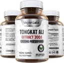 Vegan Labs Tongkat Ali 200 : 1 추출물, 서빙 당 1200MG - 180 Vegan 캡슐 지원 에너지 및 체력 - 글루텐 무료, 비 GMO 프리미엄 품질 보충