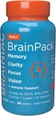 Brainiac Daily BrainPack Gummies는 오메가 3 DHA EPA DPA, Choline, B6 & B12 및 Immune 지원, Citrus Berry 풍미, 90 ct를 가진 눈 건강을 위한 Lutein를 가진 뇌 건강을 지원합니다