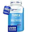 Herbtonics TUDCA 1000mg Liver Detox & Gallbladder 지원 - 우유 이틀 & Pterostilbene는 간결, 건강한 Bile 교류 및 소화 건강 (60 Vegan 캡슐)를 위한 Bile 소금을 강화했습니다