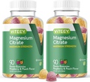 성인을위한 VITEEY 마그네슘 Gummies - 255mg의 마그네슘 시트레이트 가미칼름, 수면, Nerve 및 근육 기능 지원 - Vegan, 글루텐 무료 - 180 카운트
