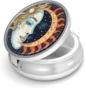 Pill Box-3 Compartment Purse & Pocket Mini Metal Pill Holder Travel Pill Container를 위한 작은 알약 케이스는 비타민 BPA-Free (일 및 달)를 보유합니다