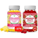 Lunakai Collagen 및 Women 's Multivitamin Gummies 번들 - Biotin, 아연, 비타민 C 및 E가있는 비 GMO 노화 방지 보조제 - 16 Essential Vitamins 및 Minerals의 100 % 일일 가치 - 30 Days 공급