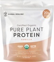 Global Healing Vegan Vanilla, Women & Men, Organic, 식사 교체 용 식물 기반 단백질 분말 (20 서빙, 단백질 20g)