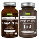 매일 비타민 D3 + 라이브 문화+ Lab4 Probiotics 번들, 365 2000iu 비타민 D3 정제 + 25 억 CFU Lactobacillus Acidophilus & Bifidobacterium with Non-Bloating Prebiotic, Igennus