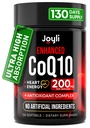 높은 흡수 CoQ10 200MG - 심장 건강 & 에너지 생산을 위한 Co Q10, 200mg Softgels - 산화 방지제와 Flaxseed 기름을 가진 강화된 Co Q 10 보충교재 - 봉사 당 CoQ10 200 mg