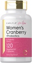 Carlyle Women's Cranberry Plus Probiotics | 120 캡슐 | 14 Probiotic Strains | Vegetarian, Non-GMO, 글루텐 무료 보충 | 그녀의