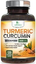 심황 Curcumin 보충교재 2600mg - 제일 흡수를 위한 유기 심황 & BioPerine 까만 고추 추출물, 자연적인 Vegan 합동 지원, 미국에서 병에 넣어지는 비 GMO - 120의 캡슐을 가진 95% Curcuminoids