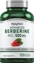Piping Rock Berberine HCL 보충 | 500mg | 120 캡슐 | 바베리 추출물 | Non-GMO, 글루텐 무료