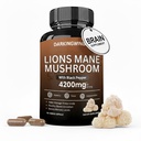 Lions Mane 버섯 캡슐 | 4200mg Lion 's Mane Mushroom Powder | 버섯 보충 캡슐 뇌 건강 및 지원 면역 건강 60 Veg