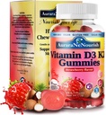 D3 K2 비타민 10000 IU의 설탕 자유로운 비타민 D3 K2 Gummies w. 직업 & 전, Chewable 비타민 D3와 K2 (MK-7)는 뼈, 이, 면역, 심장 & 소화 건강, 칼슘 흡수 丨 식물 기초를 두었습니다