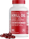 Bronson Antarctic Krill 오일 1000 mg Omega-3s EPA, DHA, Astaxanthin 및 Phospholipids 180 Softgels