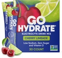 GoHydrate 낮은 나트륨 Electrolytes 분말 패킷 설탕 무료 - 즉시 Hydration 매일 음료 혼합 - Zero Sugar Water flavor Packet은 비타민 D - (Cherry Limeade, 30 팩)로 싱글