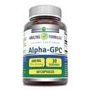 Amazing Formulas Alpha GPC 보충 | 600 Mg Per 서빙 | 60 캡슐 | Non-GMO | 글루텐 프리 | 미국