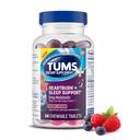 TUMS Heartburn Plus Sleep Support Chewable Dietary Supplement Tablets for Occasional Heartburn Relief Plus 수면 지원, Berry Fusion - 54 개