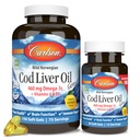 Carlson - Cod Liver Oil Gems, 460 mg Omega-3s, Plus Vitamins A 및 D3, Wild Caught Norwegian Arctic Cod, Sustainably Sourced Nordic Fish Oil Capsules, 레몬, 150 + 30 Softgels