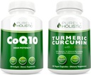 CoQ10 100mg + Bioperine Black Pepper를 가진 유기 심황 쿠르쿠민 700mg - 120 Softgels & 120 캡슐 - 95% Curcuminoids - 미국에서 만드는