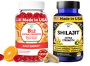 Lunakai USA B12 Gummies & Shilajit 캡슐 번들 - 추가 강도 매일 에너지 및 웰빙 지원