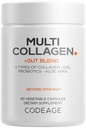 Codeage Multi Collagen + Gut Blend Supplement - Digestive Probiotics, DGL Licorice, Aloe Vera, Organic Peppermint Leaf, Slippery Elm - Hydrolyzed Bovine Collagen Pills - Non-GMO - 90 캡슐