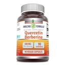 Amazing Formulas Quercetin Berberine - 250mg Berberine 및 250mg Quercetin, 90 Veggie 캡슐 보충 | Non-GMO | 글루텐 프리 | 미국에 이상적