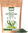 유기 Spirulina 분말, 비 GMO, USDA 인증, 녹색 슈퍼 푸드 부스트 에너지, 단백질, 미네랄, 산화 방지제 및 비타민, 1 lb