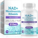 남성과 여성을위한 NAD 보충 - Liposomal Nicotinamide Riboside, Quercetin, NAD + Resveratrol 910mg를 가진 보충교재 - 근육, 뇌, 에너지, 120의 캡슐을 지원합니다