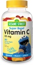 Webber Naturals Sesame Street Vitamin C Gummies for Kids 2+, 거미 당 비타민 C 125 mg, 글루텐, 낙농장, 땅콩 & 젤라틴, 면역 지원, 180 Gummies