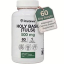 PRISTINE 'S Holy Basil 캡슐 - 500 mg 글루텐 무료 면역 및 Relaxation 지원 Adaptogen 보충 - 60 일 공급 - Tulsi Holy Basil 잎 추출물 캡슐 - Vegan - Non-GMO