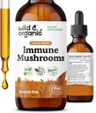 Wild & Organic Immune Mushrooms Tincture - Chaga, Turkey Tail, Lion's Mane, Reishi Extract와 8-in-1 Mushroom Complex - Immune Support Drops - Vegan, Sugar & Alcohol-Free Liquid Supplement - 2 fl oz