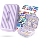 의학 상표를 가진 여행 알약 조직 상자, 2Pack 7 격실 휴대용 알약 상자, 소형 약학 (Purple, S+L 2pack)를 위한 매일 약물 조직 저장 알약 콘테이너