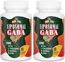 L-Theanine를 가진 Liposomal GABA는 1200mg를 보충합니다 - Ashwagandha, Chamomile, 남성과 여자를 위한 Tart Cherry 초본 보충교재, 120 Softgels를 가진 높은 흡수 GABA Complex