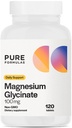 PureFormulas 마그네슘 글리세라이드 100 mg 매일 스트레스, Nerves, 수면, 근육, Metabolism 여성과 남성 Magnesio Non-GMO 120 정제에 대한 지원
